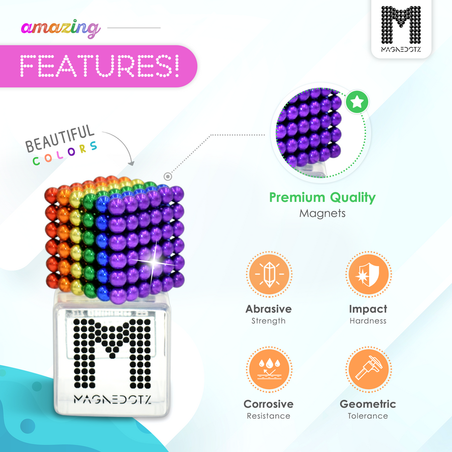 gruppe excitation husmor 5MM Rainbow MagneDotZ 216 PCS magnetic balls - desktop fidget toy
