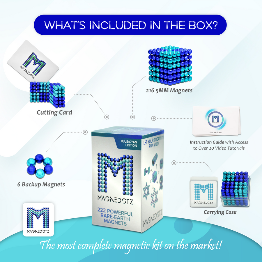 5MM Blue & Cyan MagneDotZ magnetic balls - desktop fidget toy